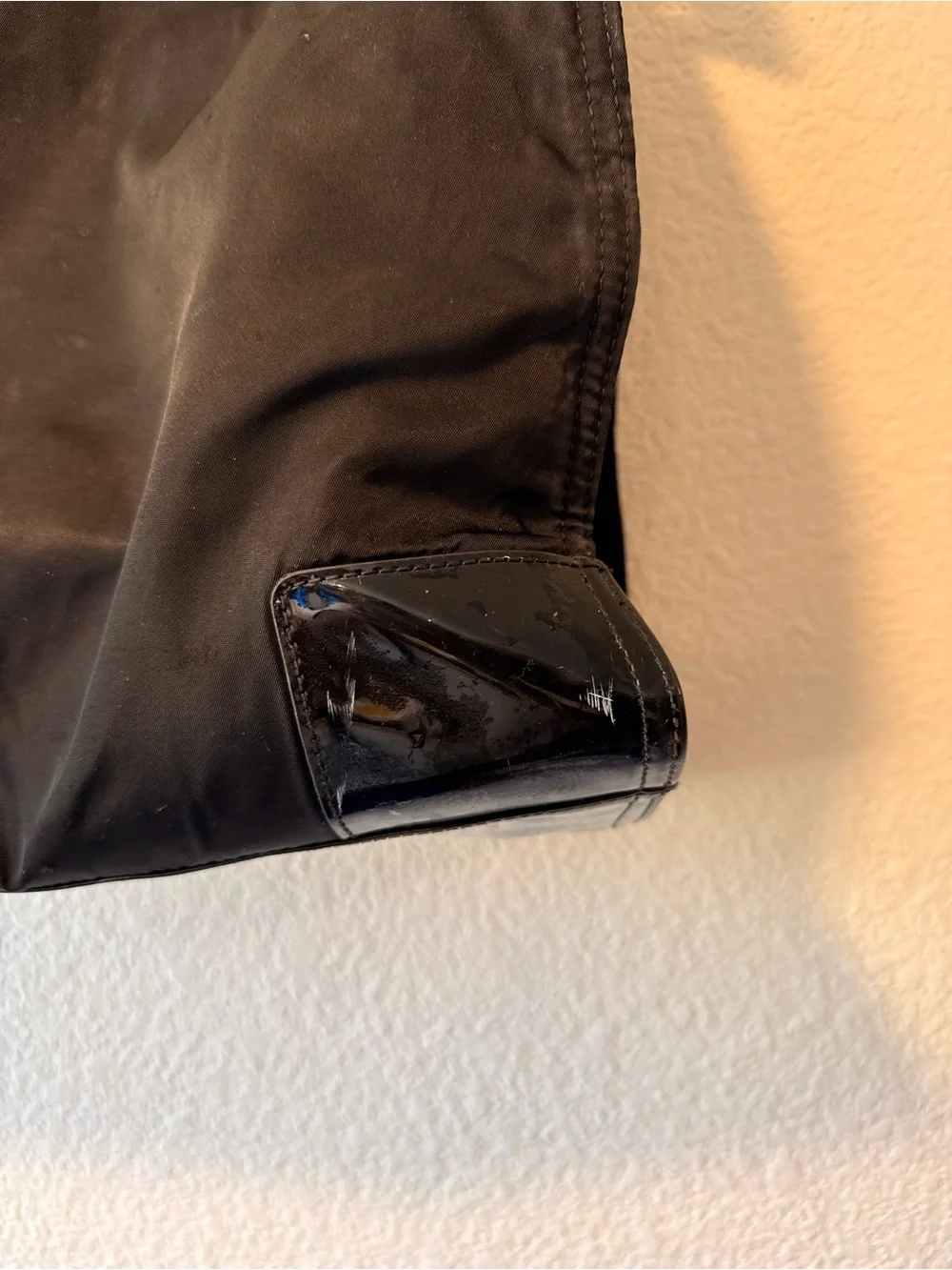 TORY BURCH Black Nylon Logo Patent Leather Trim